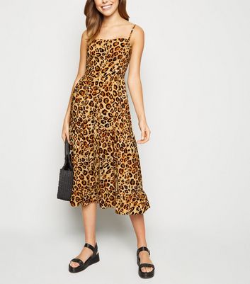 Purple Leopard Print Knee Length Dress